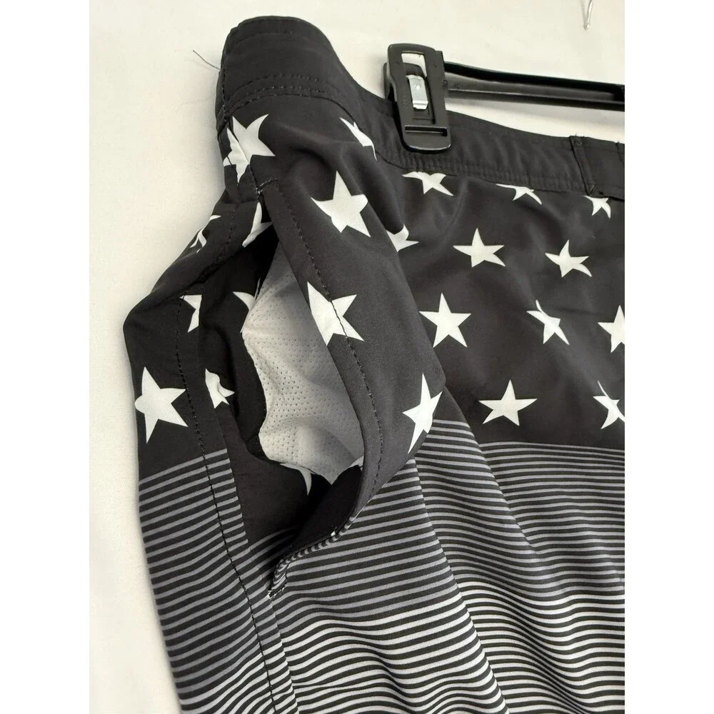 Trinity Coast 9-in Elastic Waist Swim Boardshorts SZ XXL Stars & Stripes NWT